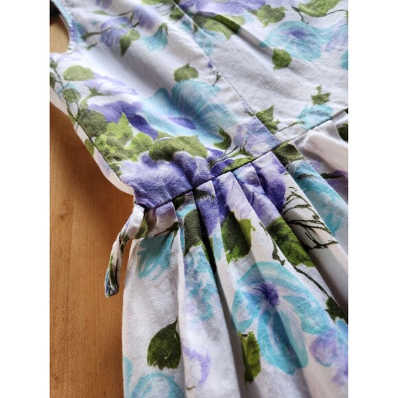 1950s Fit and Flare Floral Cotton Swing Dress: Petite Vintage Dress, Womens L/XL - Picture 6 of 12